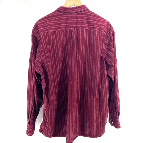 Schmidt Workwear Corduroy Striped Long Sleeve Button Up Shirt Mens XL Red Cotton - Picture 4 of 5